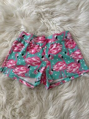 Gymboree Aqua Shorts with Pink Flamingo Print